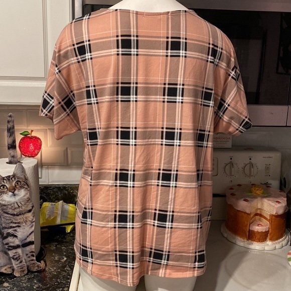 O womens Above and Beyond casual stretch button up cap sleeve shirt XL - Picture 2 of 4